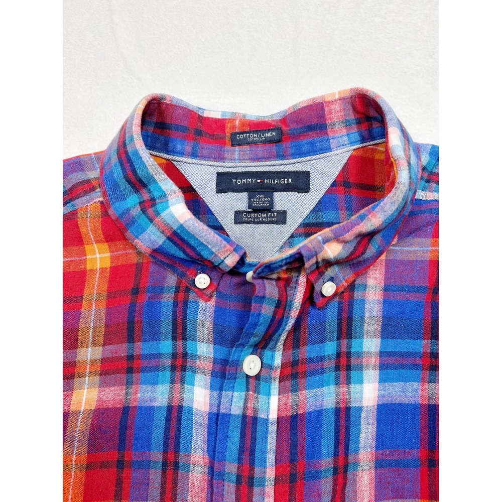 Tommy Hilfiger Custom Fit Cotton Linen Button Down Shirt XXL
